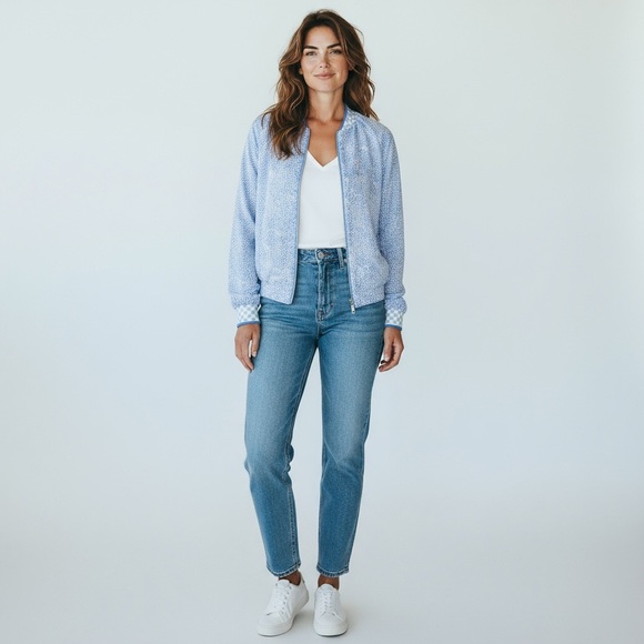 NWT Scotch & Soda Printed Seersucker Reversible Bomber Large - Picture 2 of 16